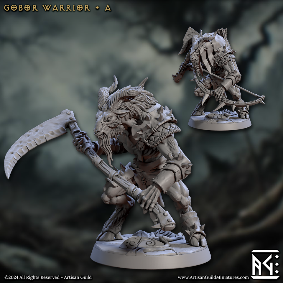 3D Printed Artisan Guild Gobor Warriors Set Rise of the Beastmen Set 28mm 32mm