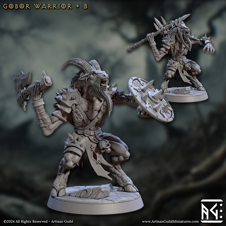 3D Printed Artisan Guild Gobor Warriors Set Rise of the Beastmen Set 28mm 32mm