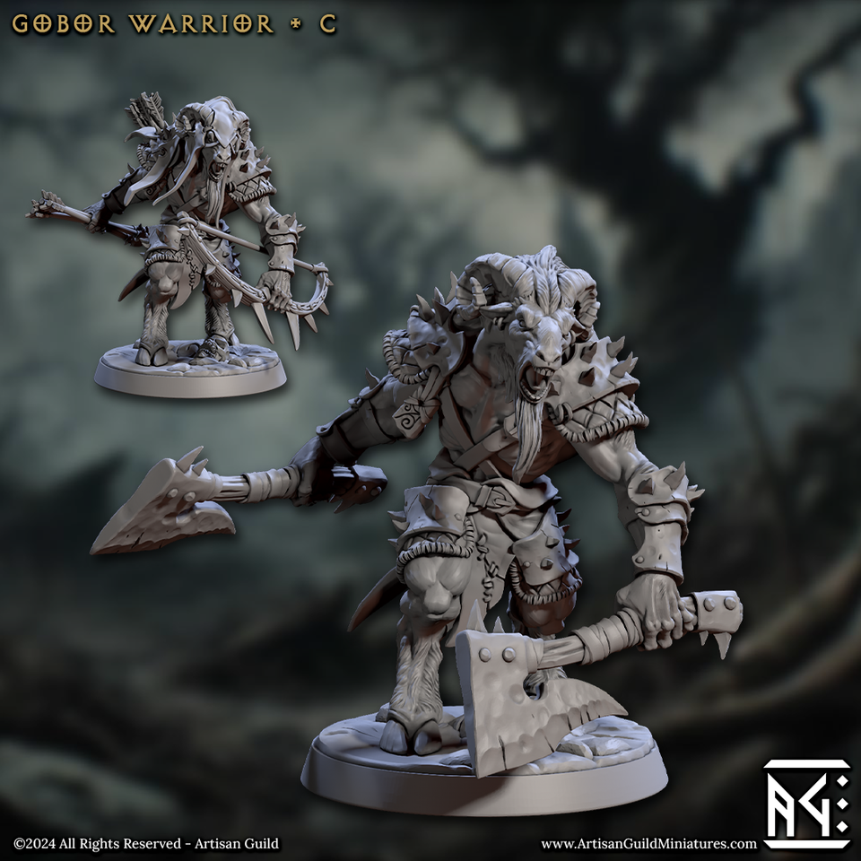 3D Printed Artisan Guild Gobor Warriors Set Rise of the Beastmen Set 28mm 32mm