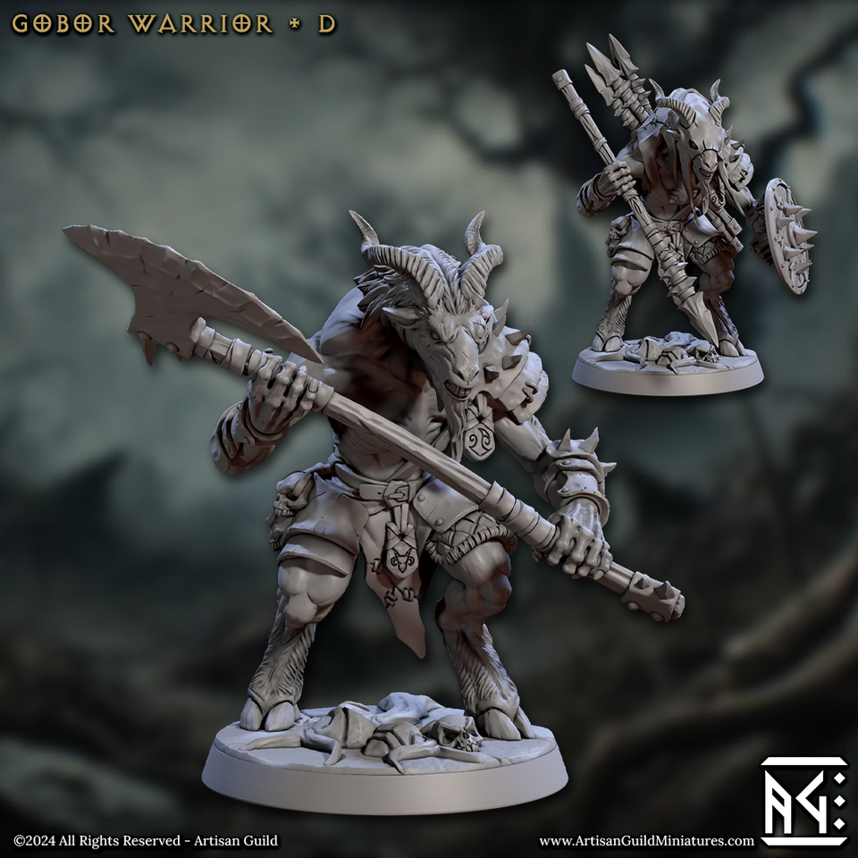 3D Printed Artisan Guild Gobor Warriors Set Rise of the Beastmen Set 28mm 32mm