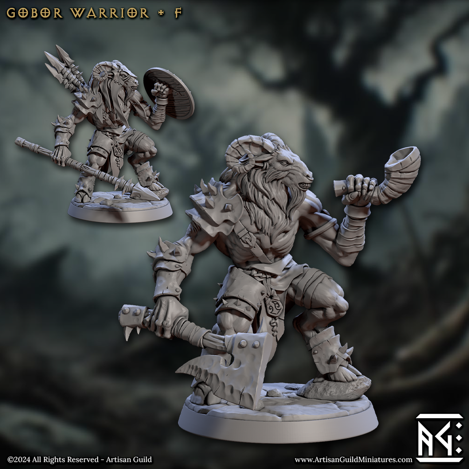 3D Printed Artisan Guild Gobor Warriors Set Rise of the Beastmen Set 28mm 32mm