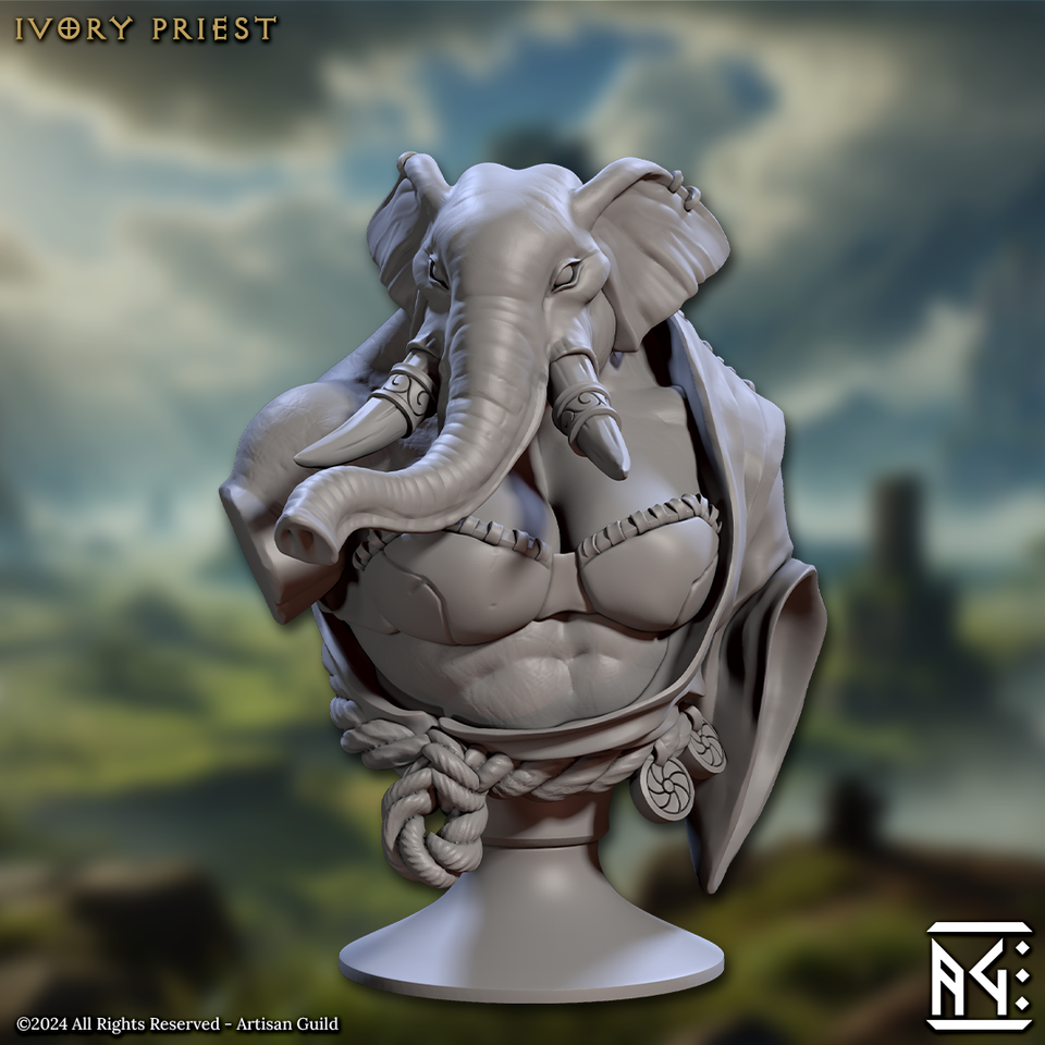3D Printed Artisan Guild Elephorim Ivory Sentinel Bust Set 28mm 32mm