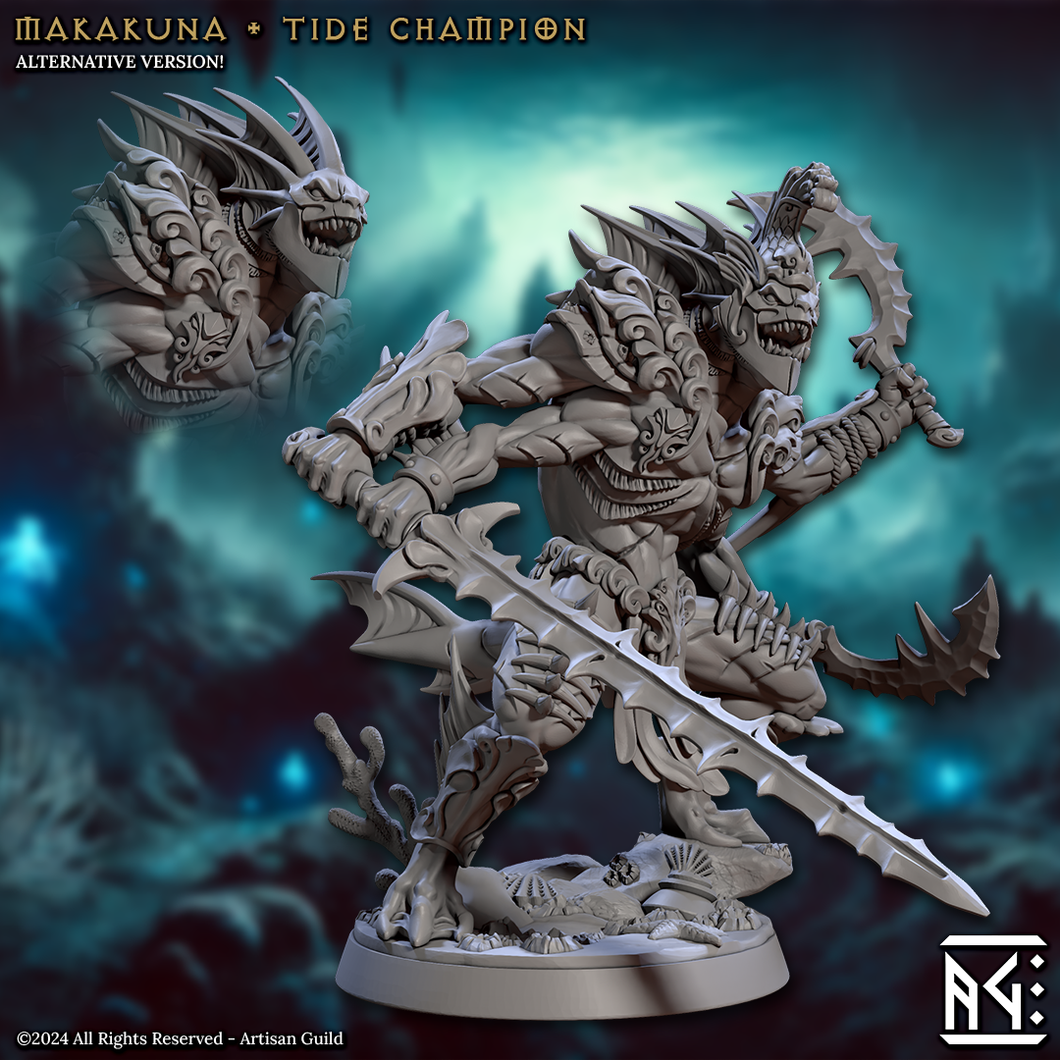 3D Printed Artisan Guild Makakuna Tide Champion Mirmidons of the Death Tide 28mm 32mm