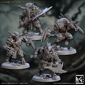3D Printed Artisan Guild Chaos Minoc Set Rise of the Beastmen Set 28mm 32mm