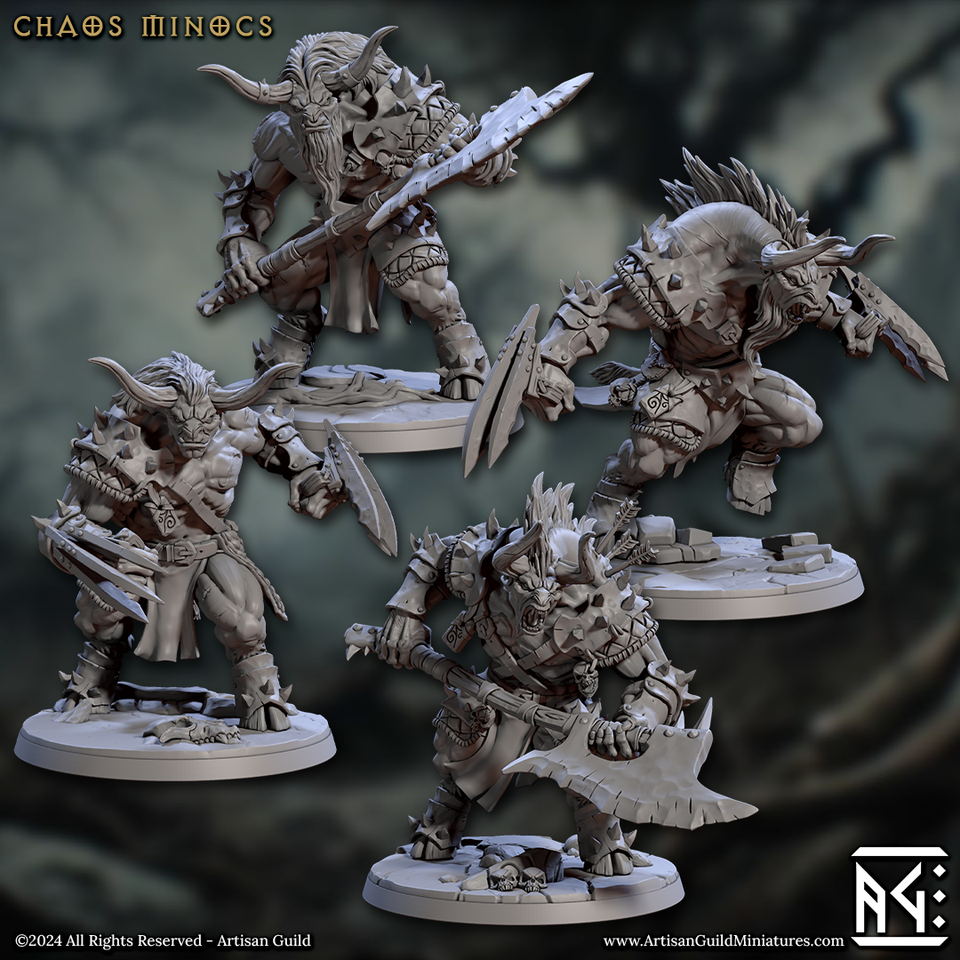 3D Printed Artisan Guild Chaos Minoc Set Rise of the Beastmen Set 28mm 32mm