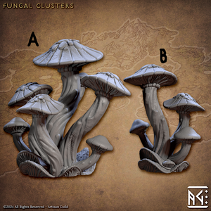 3D Printed Artisan Guild Fungal Clusters Deeproot Lurikeen Set 28mm 32mm