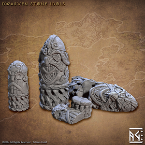 3D Printed Artisan Guild Dwarven Stone Idols Dwarf Berserkers Set 28mm 32mm