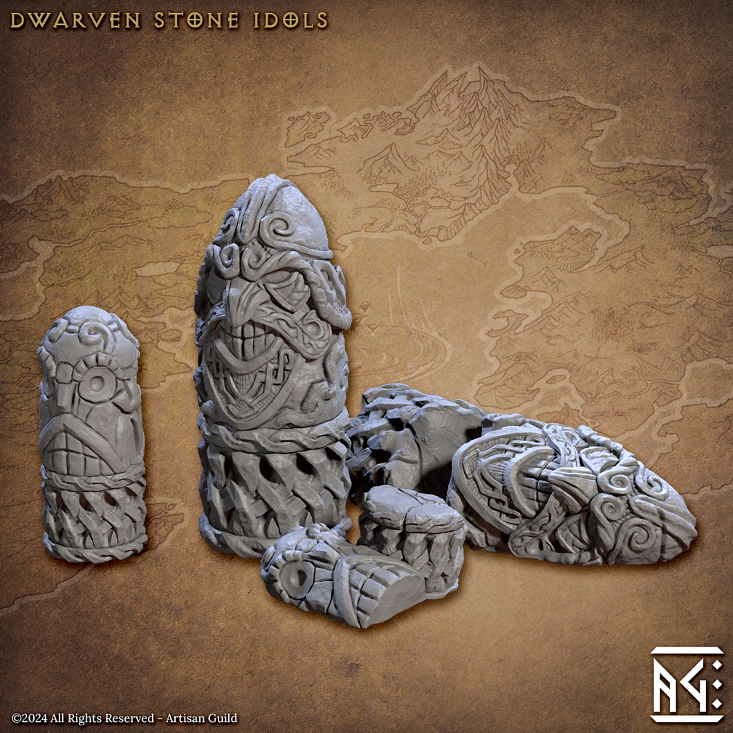 3D Printed Artisan Guild Dwarven Stone Idols Dwarf Berserkers Set 28mm 32mm