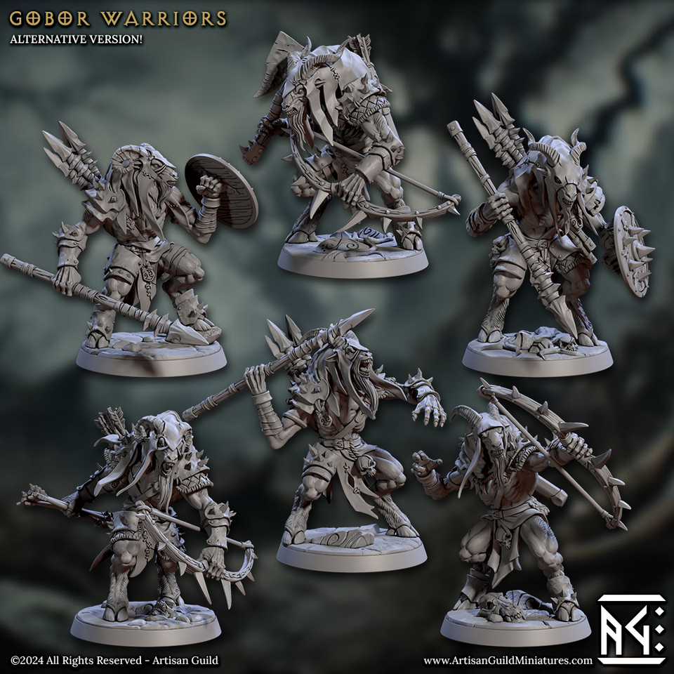 3D Printed Artisan Guild Gobor Warriors Set Rise of the Beastmen Set 28mm 32mm