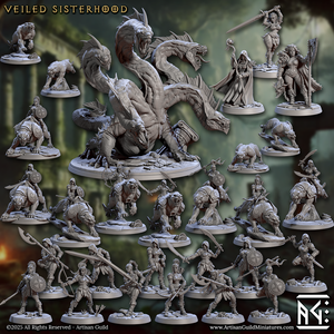 3D Printed Artisan Guild Xendra - Sisterhood Bladedancer Veiled Sisterhood Set 28mm 32mm