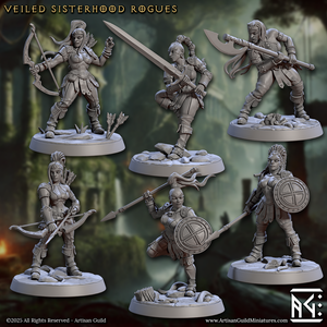 3D Printed Artisan Guild Veiled Sisterhood Rogues Veiled Sisterhood Set 28mm 32mm