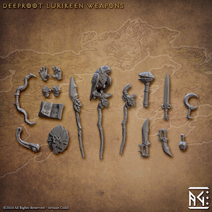 3D Printed Artisan Guild Deeproot Lurikeen Weapons Set Deeproot Lurikeen Set 28mm 32mm