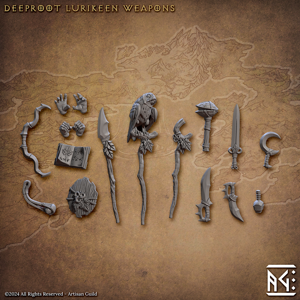 3D Printed Artisan Guild Deeproot Lurikeen Weapons Set Deeproot Lurikeen Set 28mm 32mm