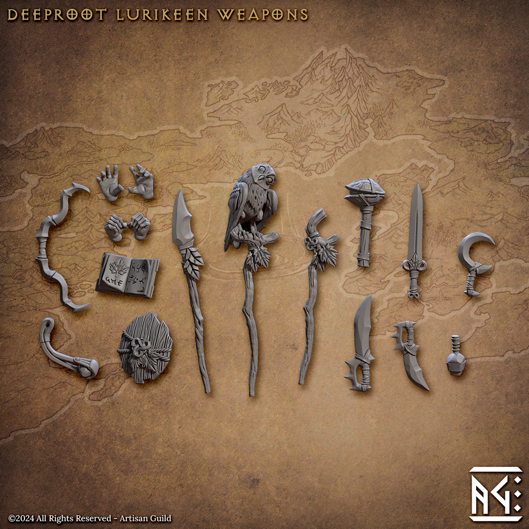 3D Printed Artisan Guild Deeproot Lurikeen Weapons Set Deeproot Lurikeen Set 28mm 32mm