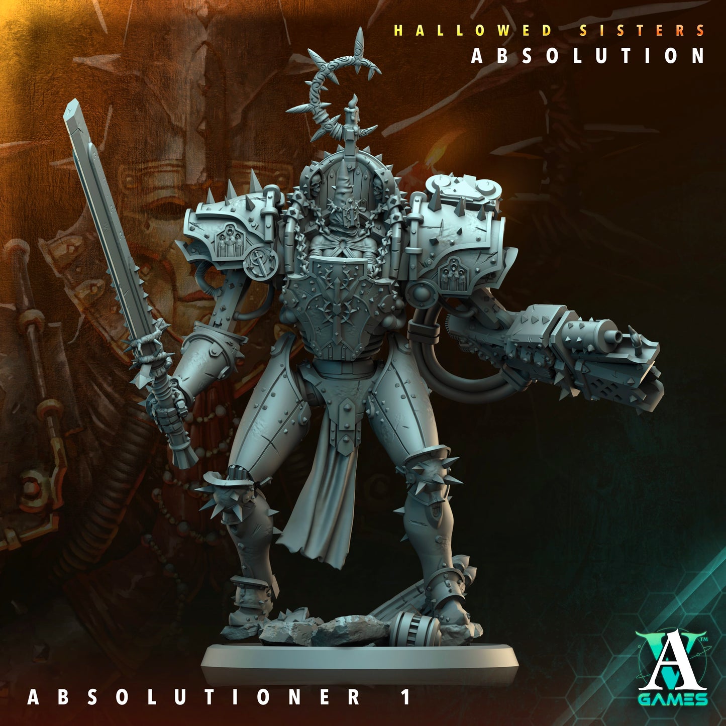 3D Printed Archvillain Games Absolutioner Hallowed Sisters Absolution 28 32mm D&D - 3D Printing Boss 