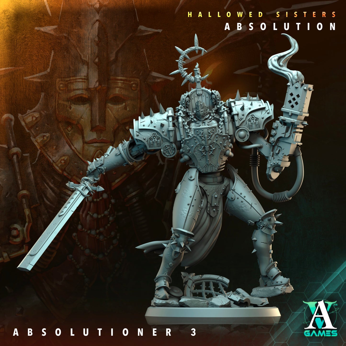 3D Printed Archvillain Games Absolutioner Hallowed Sisters Absolution 28 32mm D&D - 3D Printing Boss 