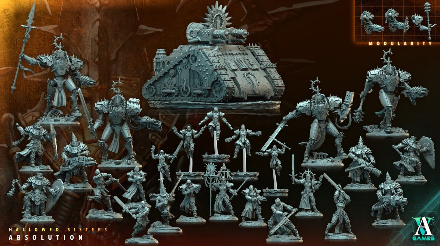 3D Printed Archvillain Games Absolutioner Hallowed Sisters Absolution 28 32mm D&D - 3D Printing Boss 