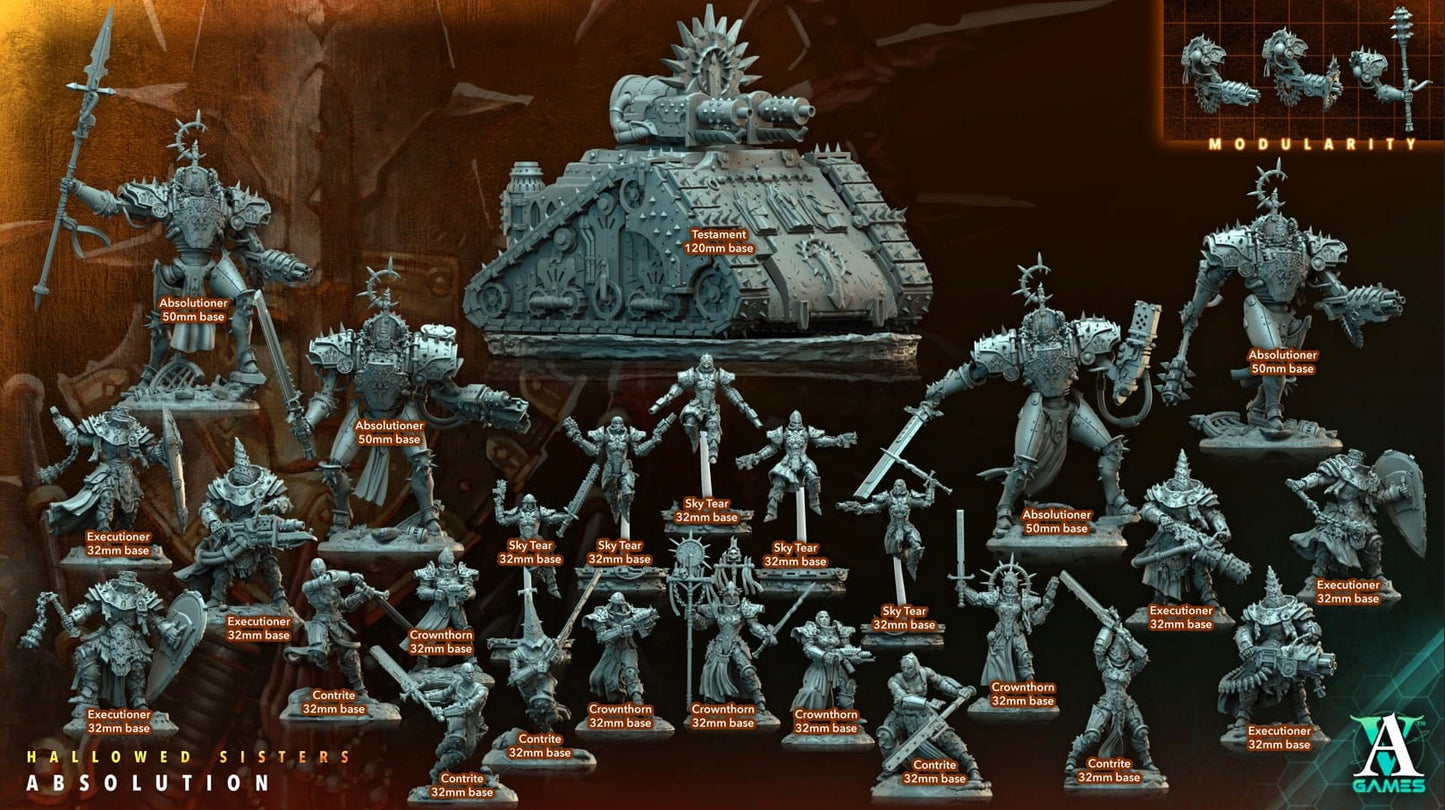 3D Printed Archvillain Games Absolutioner Hallowed Sisters Absolution 28 32mm D&D - 3D Printing Boss 
