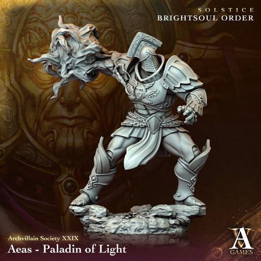 3D Printed Archvillain Games Aeas - Paladin of Light Archvillain Society Vol. XXIX 28 32mm D&D - 3D Printing Boss 