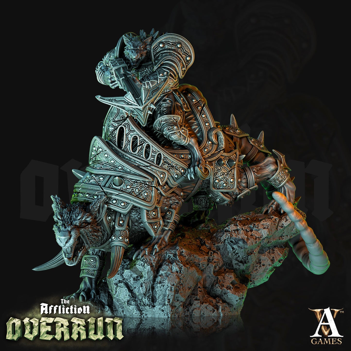 3D Printed Archvillain Games Affliction Overrun - Dire Rat Riders 28mm 32mm D&D - 3D Printing Boss 