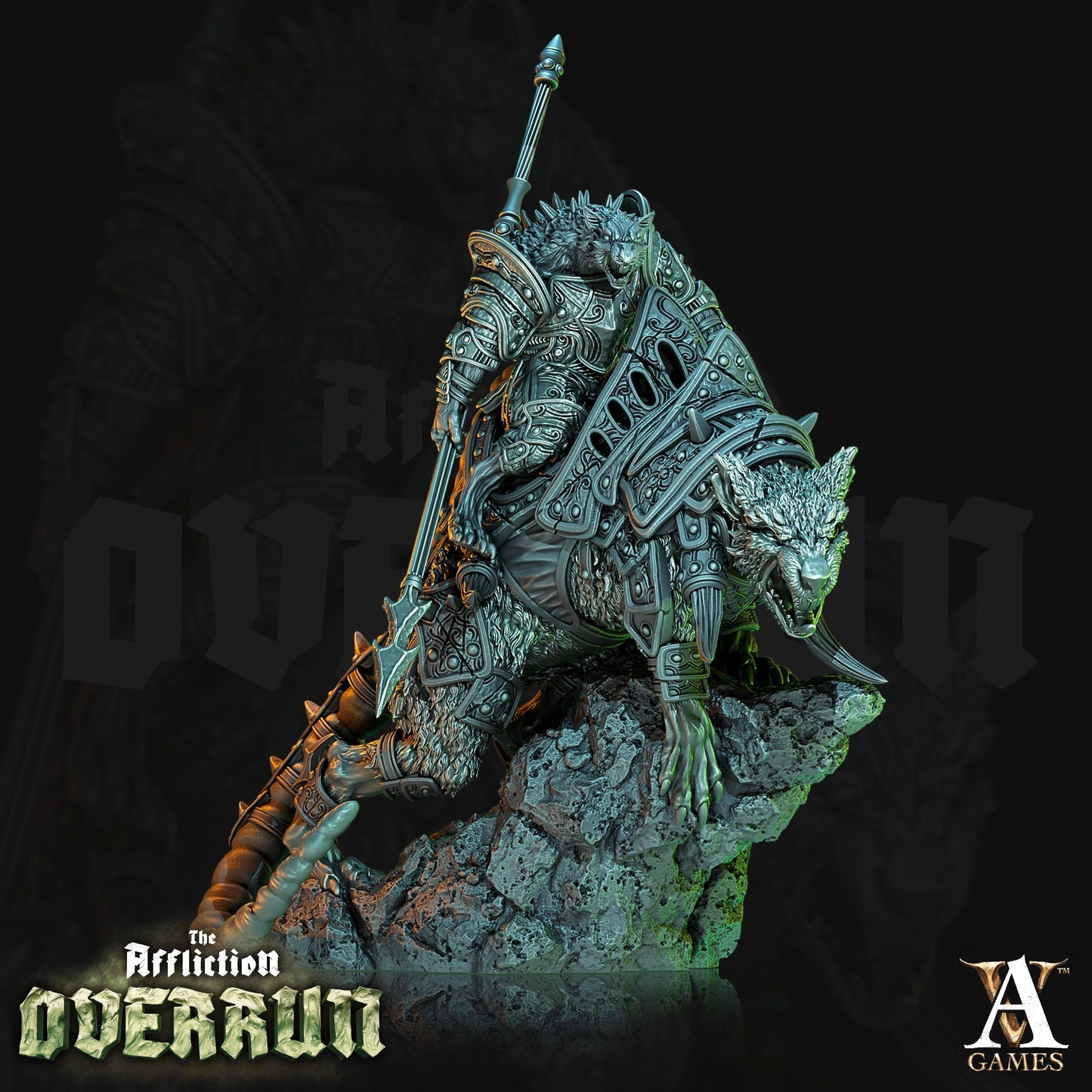 3D Printed Archvillain Games Affliction Overrun - Dire Rat Riders 28mm 32mm D&D - 3D Printing Boss 