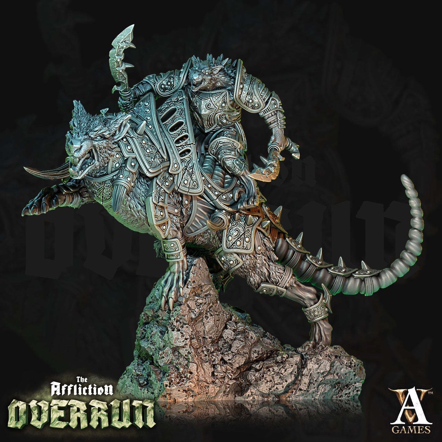 3D Printed Archvillain Games Affliction Overrun - Dire Rat Riders 28mm 32mm D&D - 3D Printing Boss 