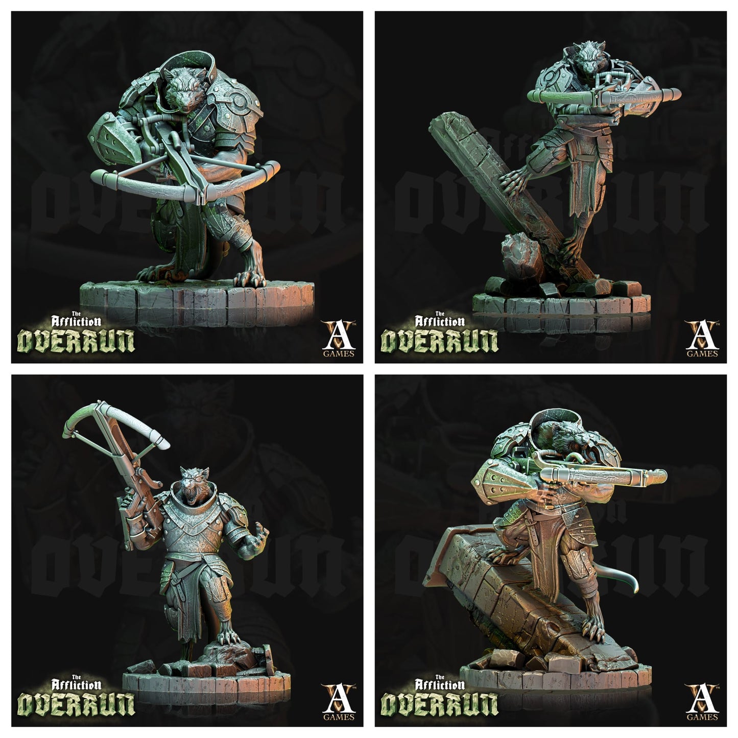 3D Printed Archvillain Games Affliction Overrun - Rat Arbalesters 28mm 32mm D&D - 3D Printing Boss 