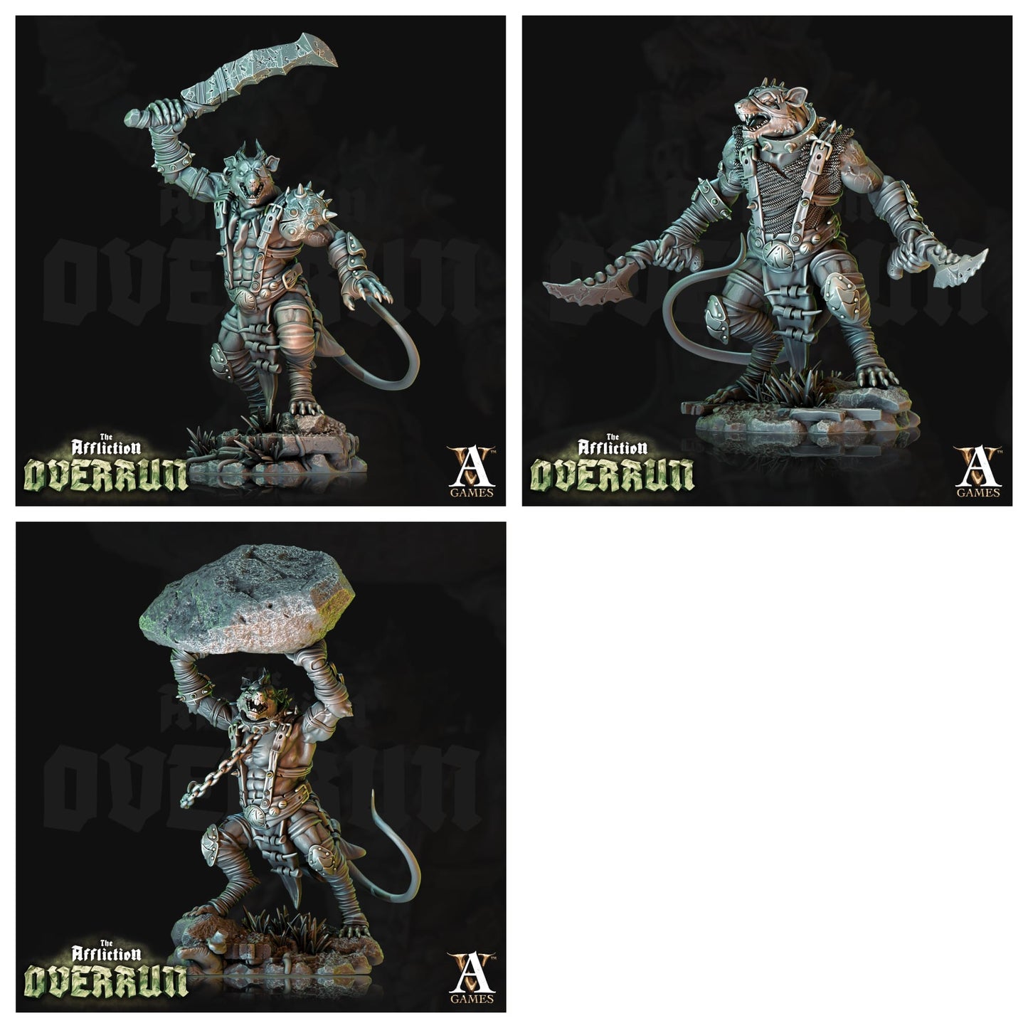 3D Printed Archvillain Games Affliction Overrun - Rat Reavers 28mm 32mm D&D - 3D Printing Boss 