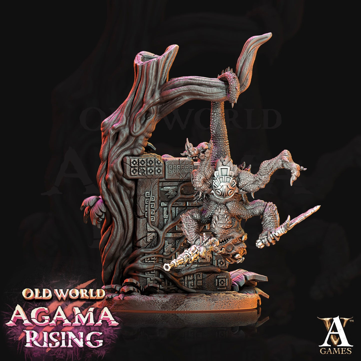 3D Printed Archvillain Games Agama Chameleons Old World Agama Rising 28 32mm D&D - 3D Printing Boss 