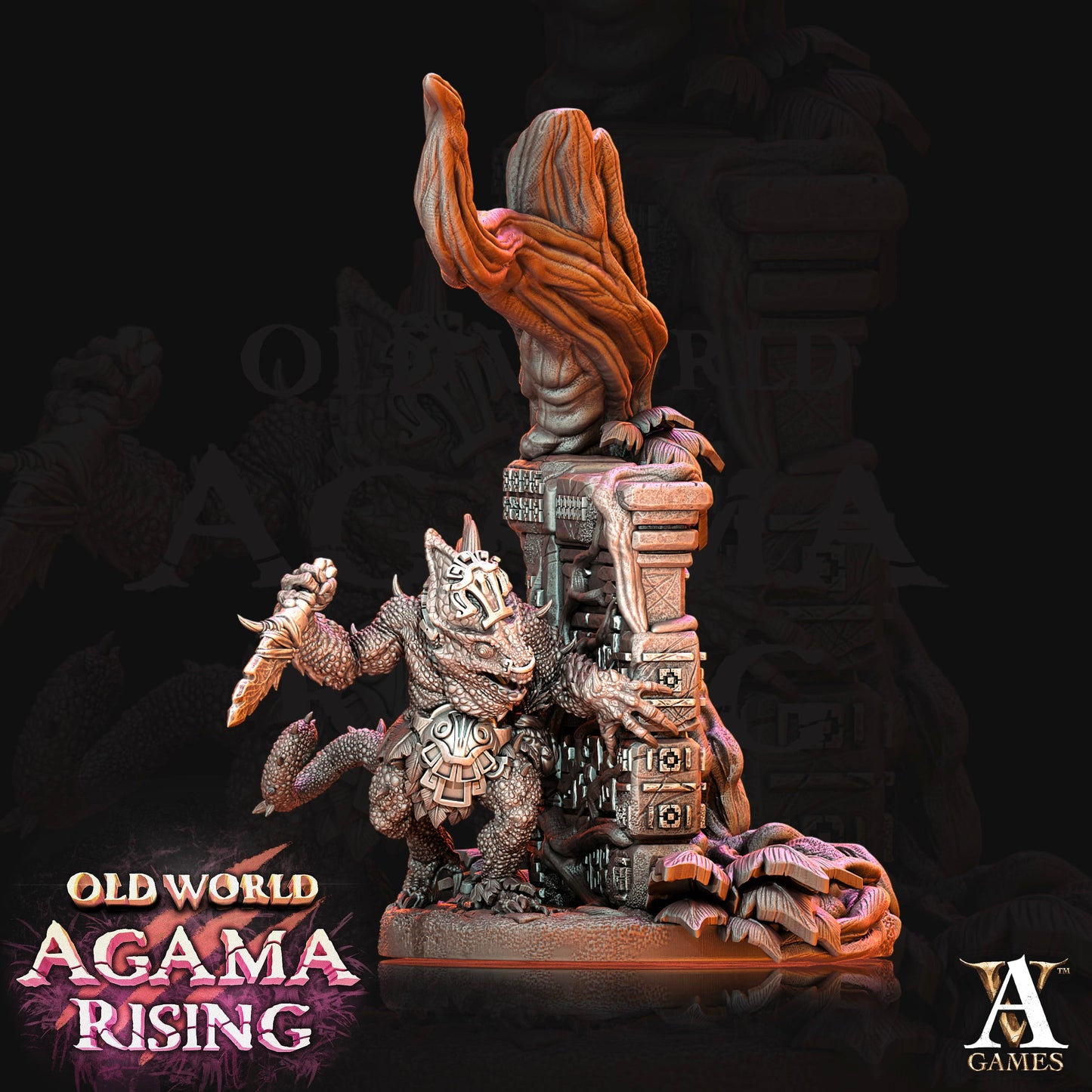 3D Printed Archvillain Games Agama Chameleons Old World Agama Rising 28 32mm D&D - 3D Printing Boss 