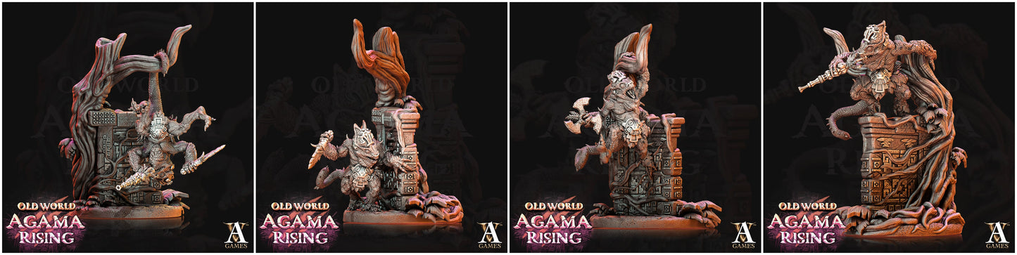 3D Printed Archvillain Games Agama Chameleons Old World Agama Rising 28 32mm D&D - 3D Printing Boss 