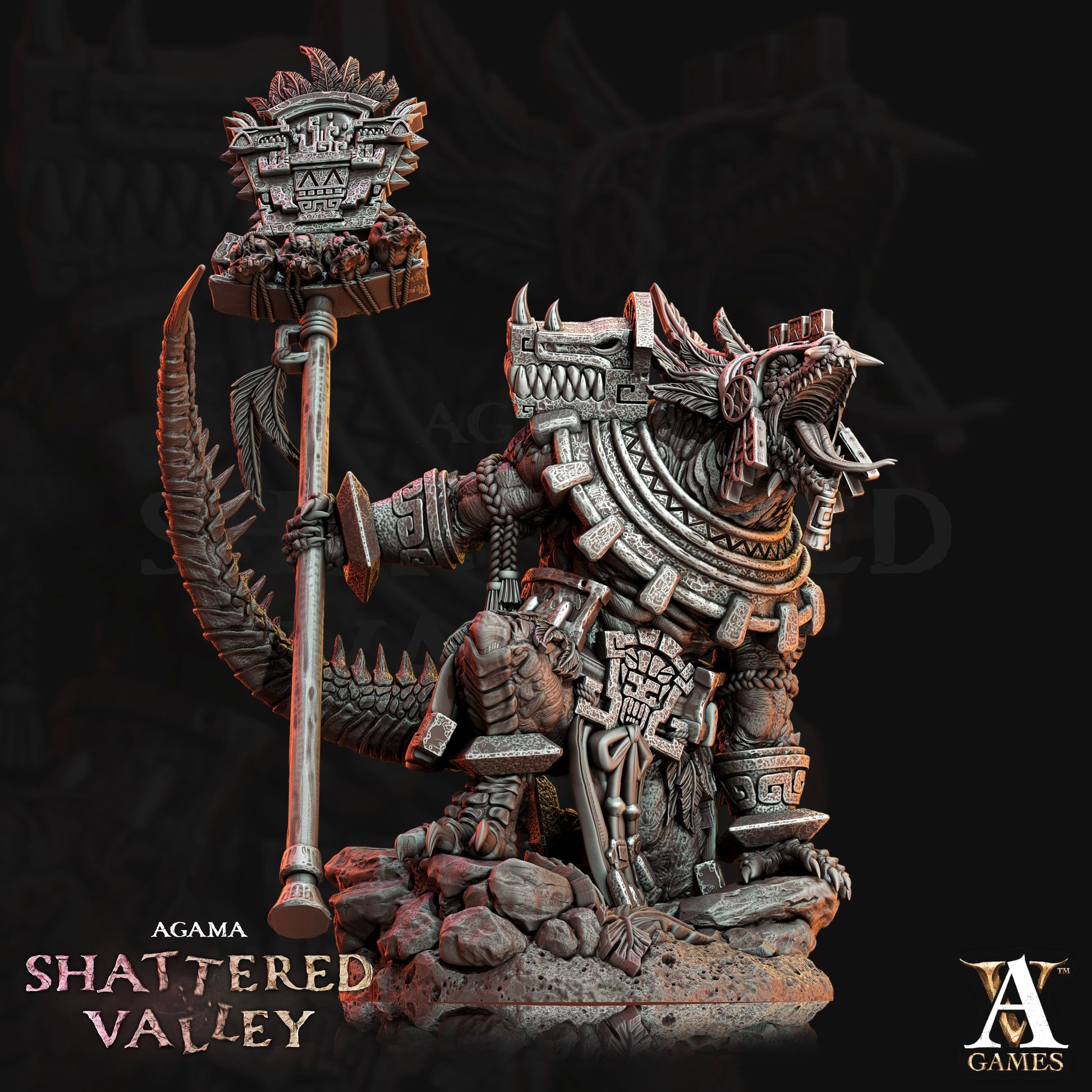3D Printed Archvillain Games Agama Shattered Valley - Agama Aztical 28mm 32mm D&D - 3D Printing Boss 