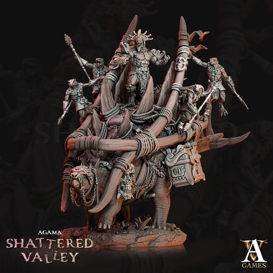 3D Printed Archvillain Games Agama Shattered Valley - Tzeekul the Conqueror 28mm 32mm D&D - 3D Printing Boss 
