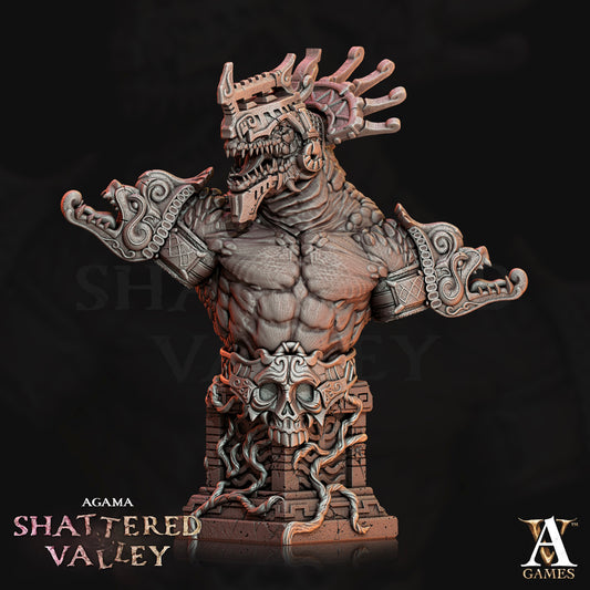 3D Printed Archvillain Games Agama Shattered Valley Tzeekul the Conqueror - Bust  28mm 32mm D&D - 3D Printing Boss 