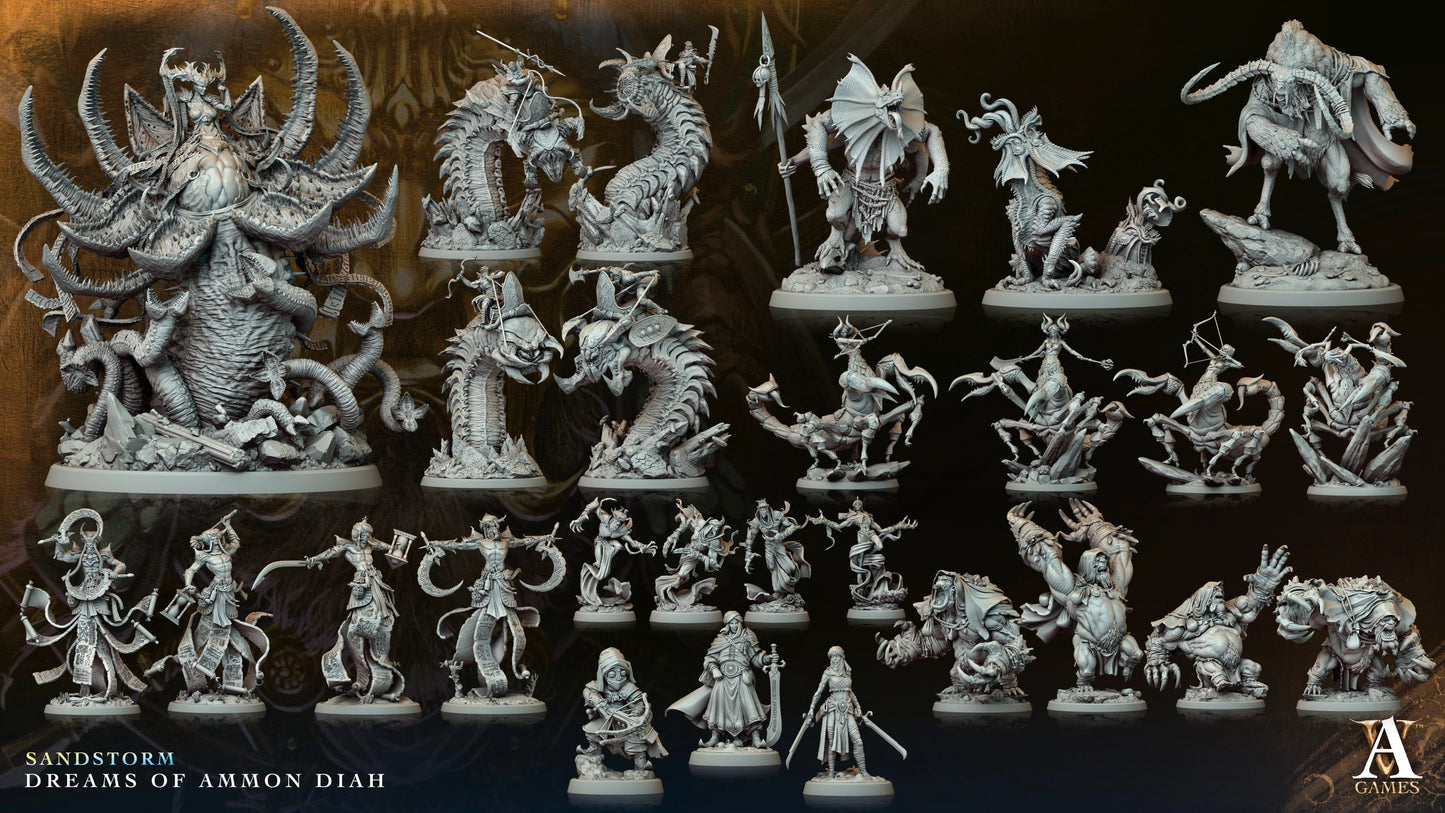3D Printed Archvillain Games Madimu Sandstorm Dreams of Ammon Diah 28 32mm D&D - 3D Printing Boss 