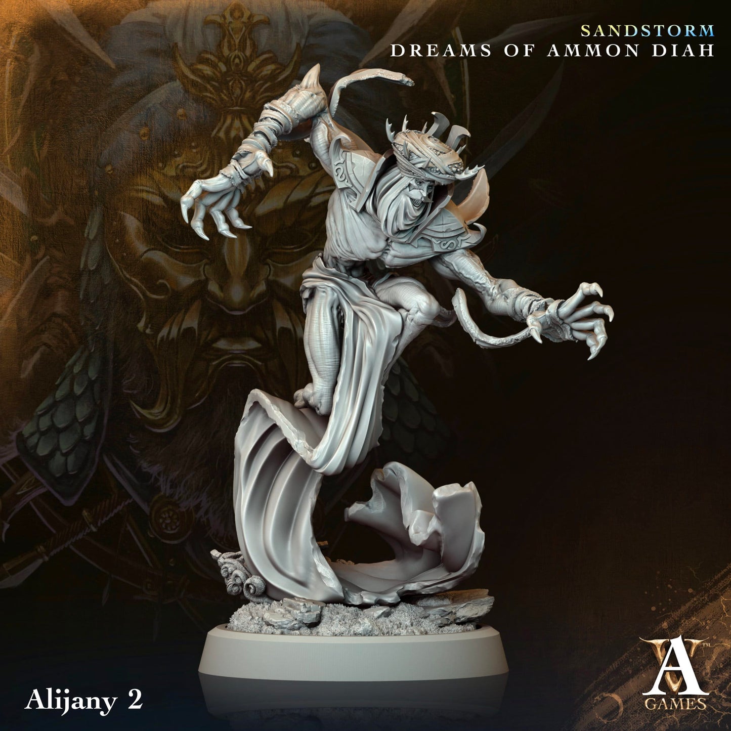 3D Printed Archvillain Games Alijany Sandstorm Dreams of Ammon Diah 28 32mm D&D - 3D Printing Boss 