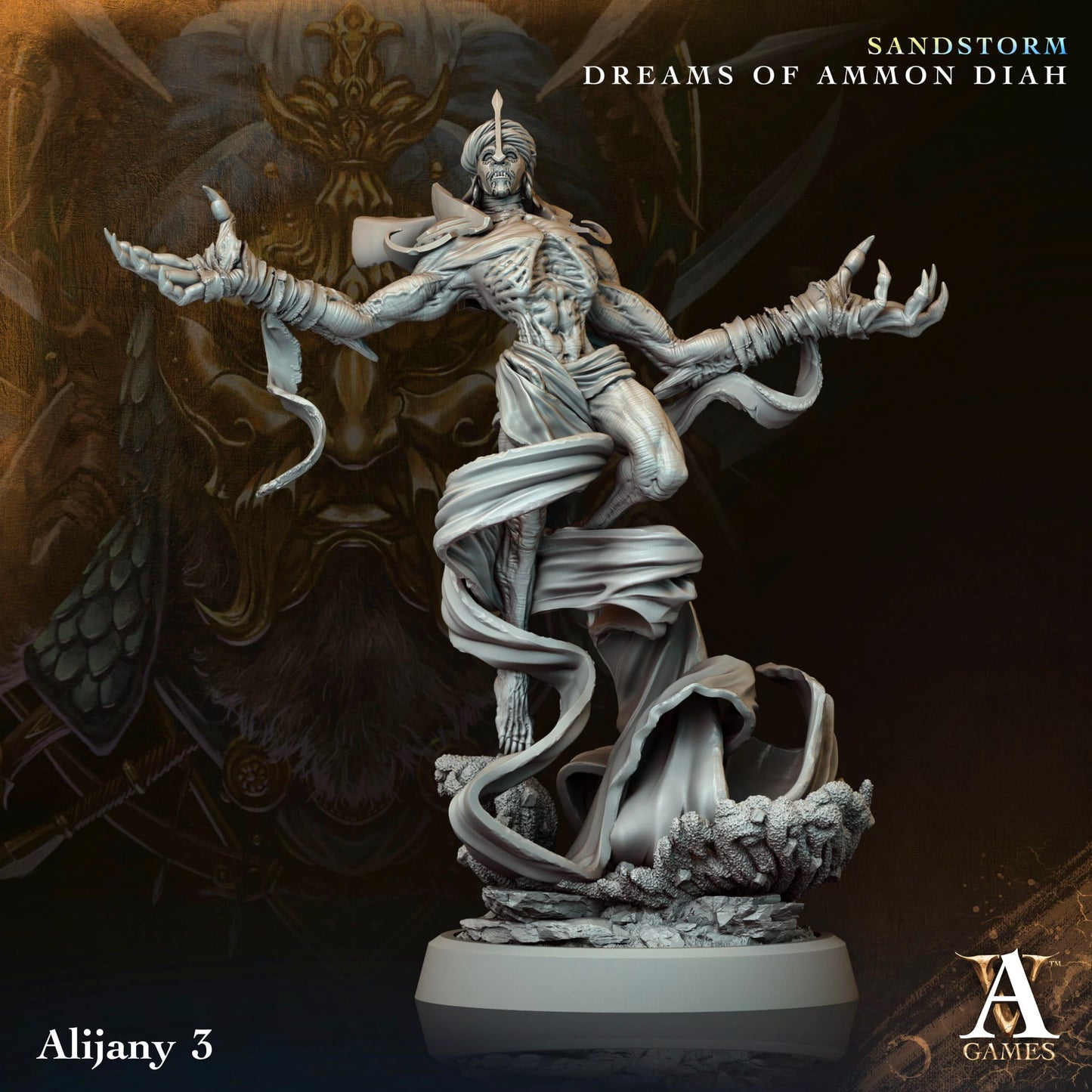 3D Printed Archvillain Games Alijany Sandstorm Dreams of Ammon Diah 28 32mm D&D - 3D Printing Boss 