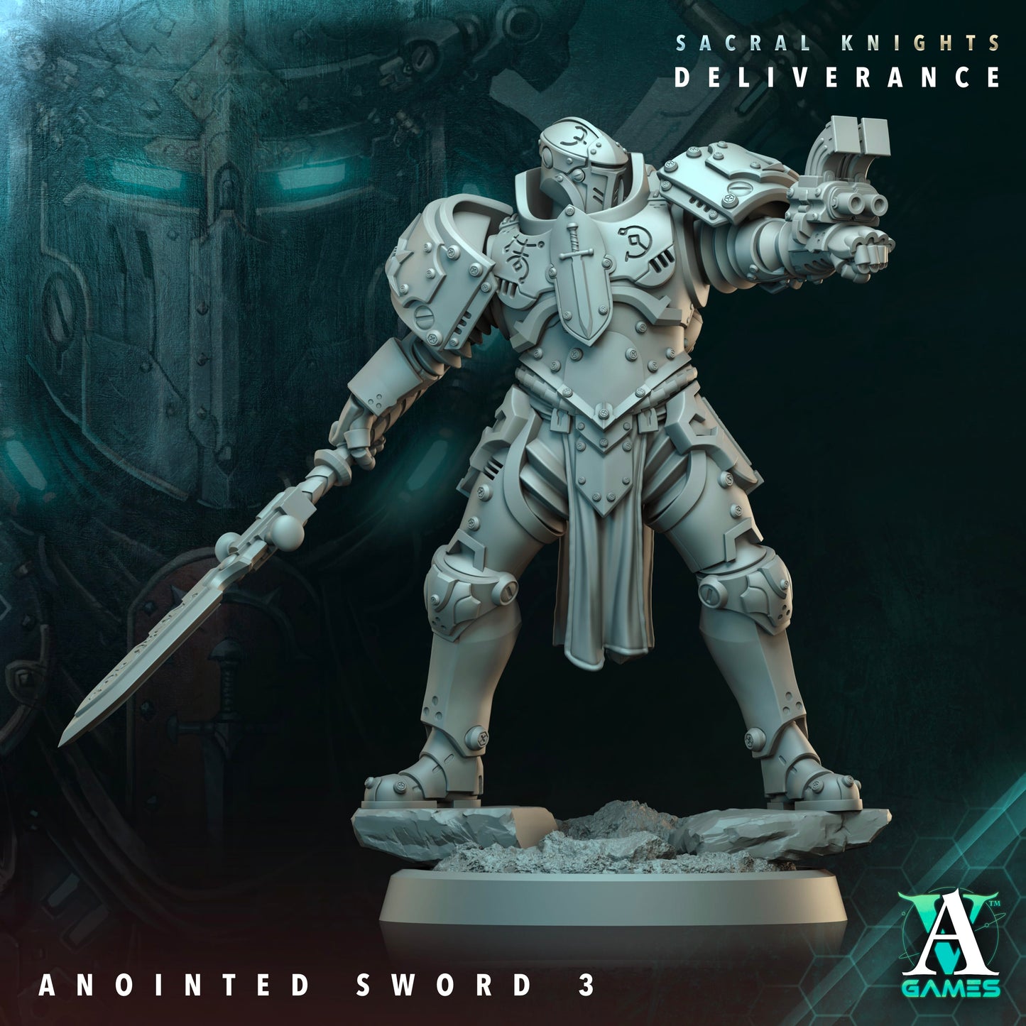 3D Printed Archvillain Games Anointed Swords Sacral Knights Deliverance 28 32mm D&D - 3D Printing Boss 