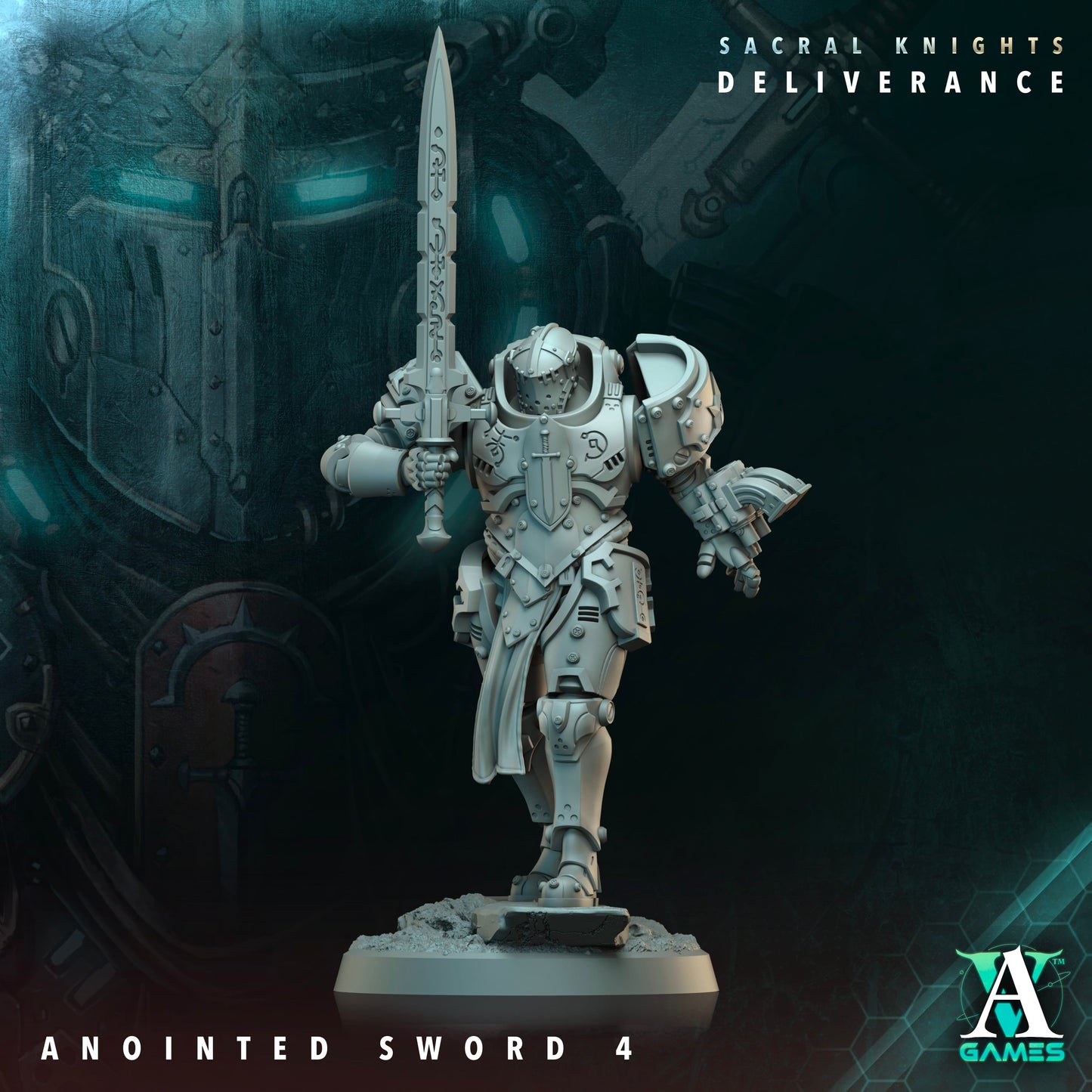 3D Printed Archvillain Games Anointed Swords Sacral Knights Deliverance 28 32mm D&D - 3D Printing Boss 