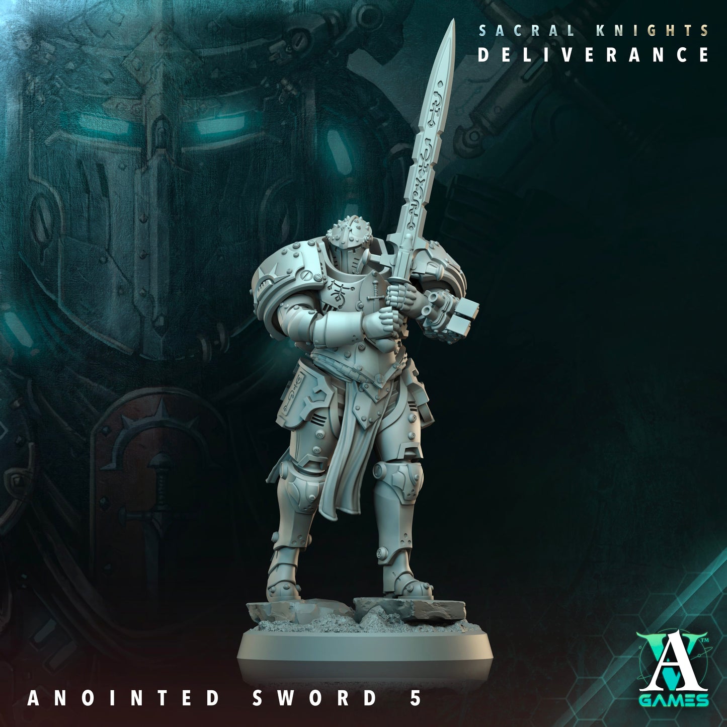 3D Printed Archvillain Games Anointed Swords Sacral Knights Deliverance 28 32mm D&D - 3D Printing Boss 