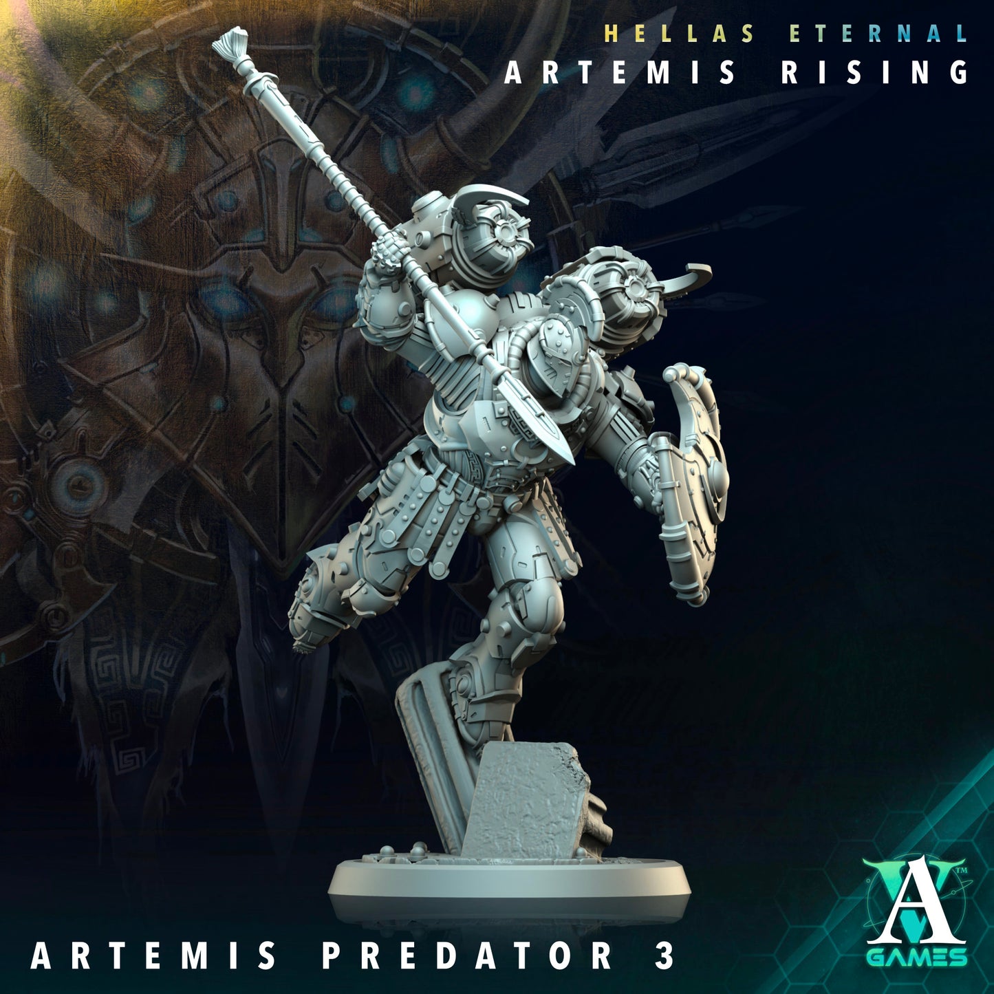3D Printed Archvillain Games Apex Predator Artemis Predators Hellas Eternal Artemis Rising 28 32mm D&D - 3D Printing Boss 
