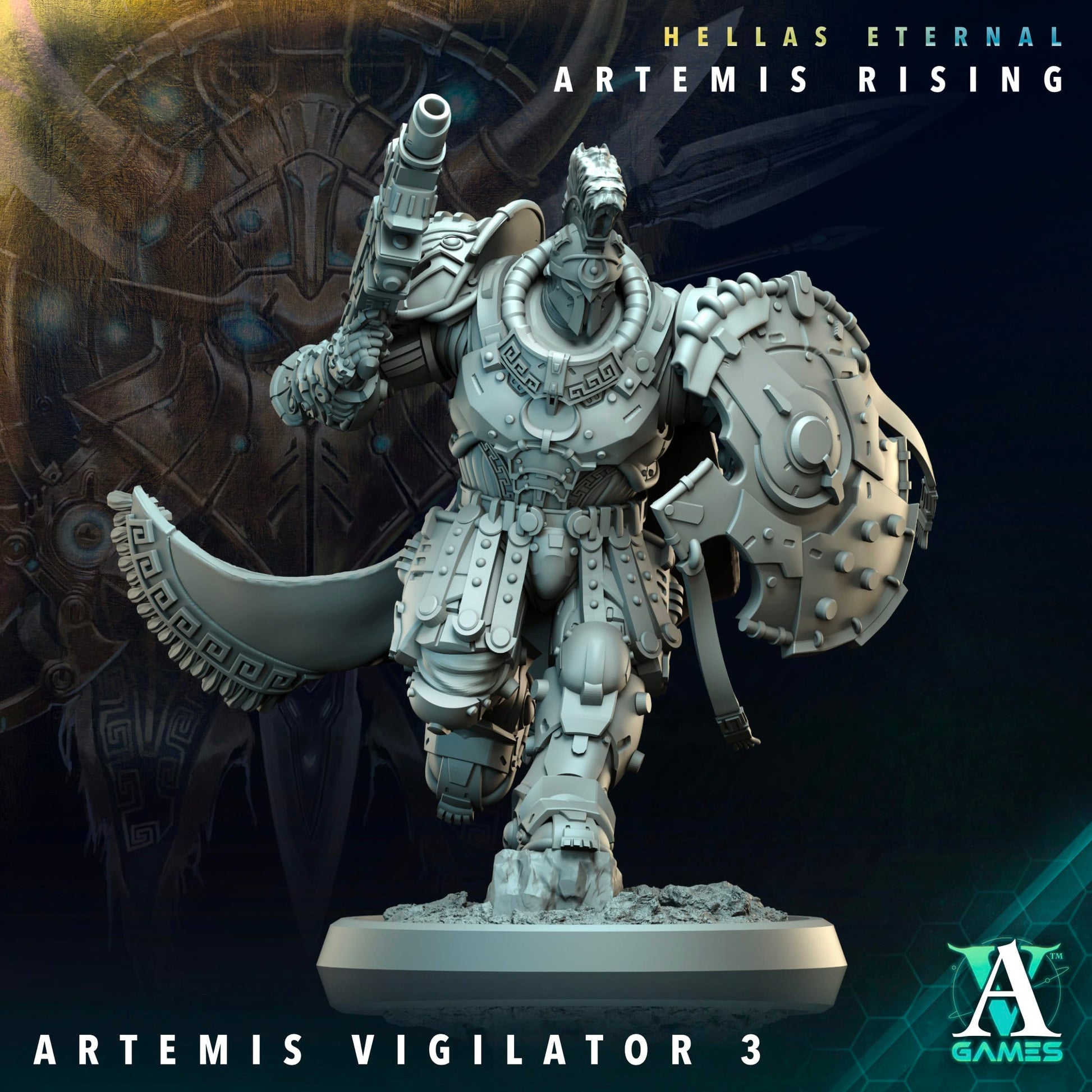 3D Printed Archvillain Games Apex Vigilator Artemis Vigilators Hellas Eternal Artemis Rising 28 32mm D&D - 3D Printing Boss 
