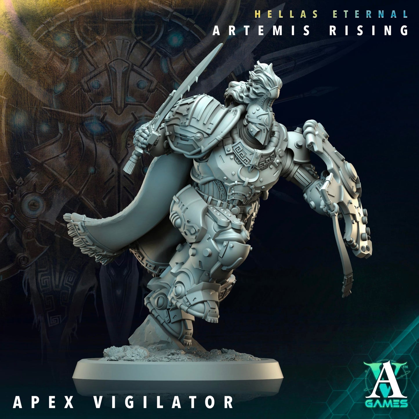 3D Printed Archvillain Games Apex Vigilator Artemis Vigilators Hellas Eternal Artemis Rising 28 32mm D&D - 3D Printing Boss 