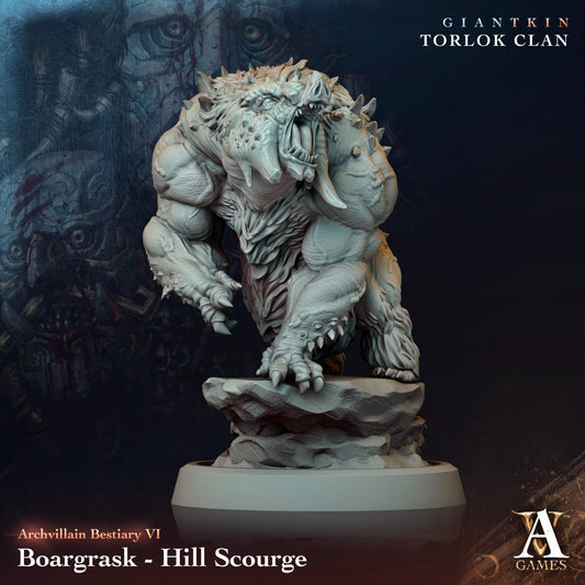 3D Printed Archvillain Games Archvillain Bestiary Vol. VI Boargrask - Hill Scourge 28 32mm D&D - 3D Printing Boss 