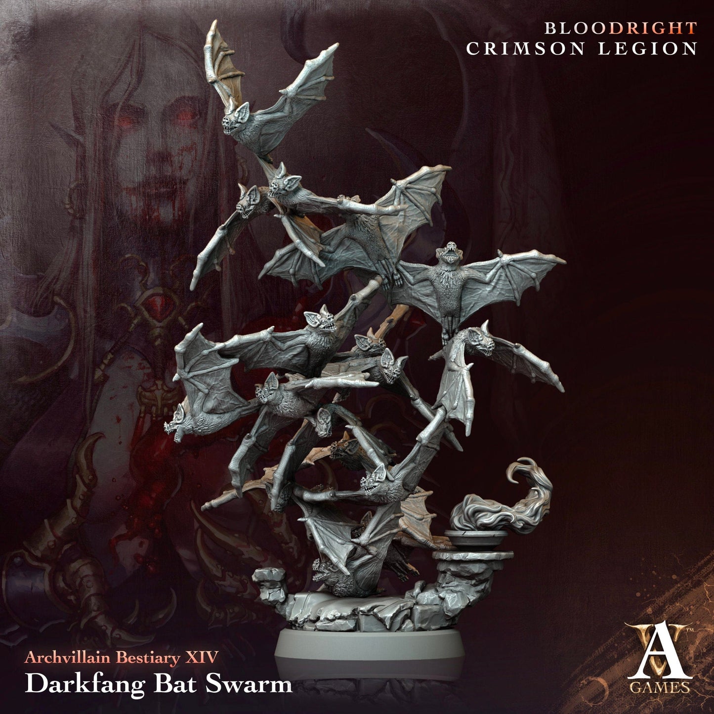 3D Printed Archvillain Games Archvillain Bestiary Vol. XIV Darkfang Bat Swarm 28 32mm D&D - 3D Printing Boss 