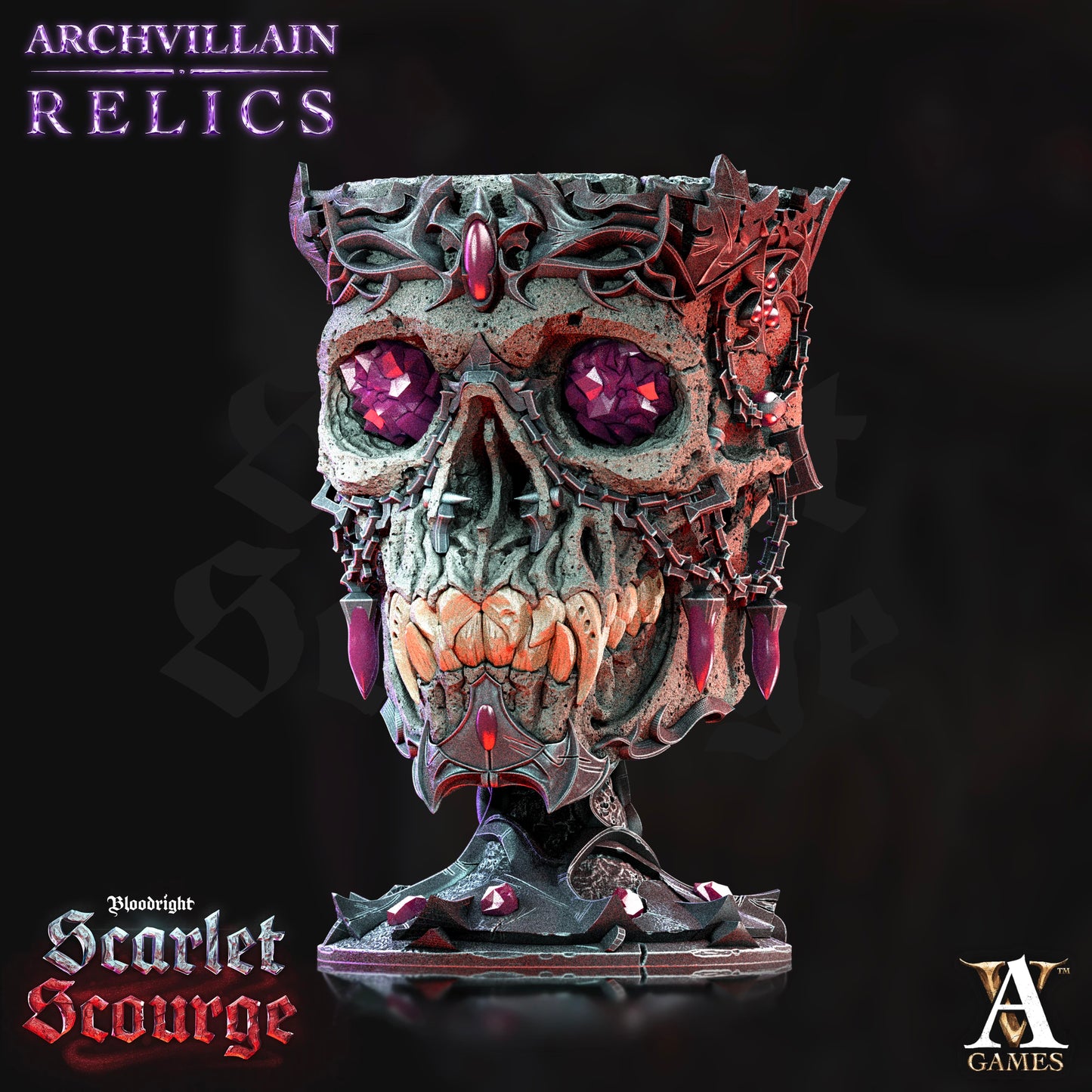 3D Printed Archvillain Games Archvillain Relics - Vampire Elder Skull 28mm 32mm D&D - 3D Printing Boss 