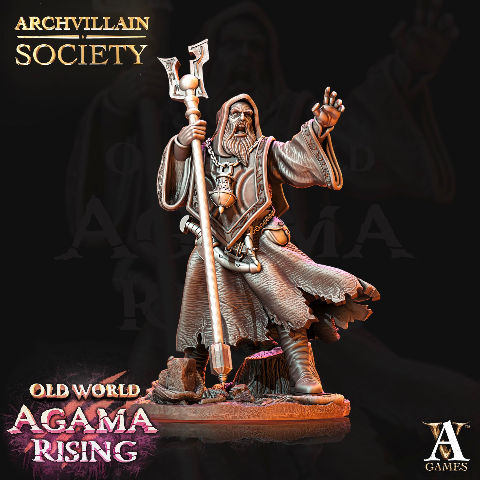 3D Printed Archvillain Games Archvillain Society Vol 2 Rupert - Mage Fanatic  28mm 32mm D&D - 3D Printing Boss 