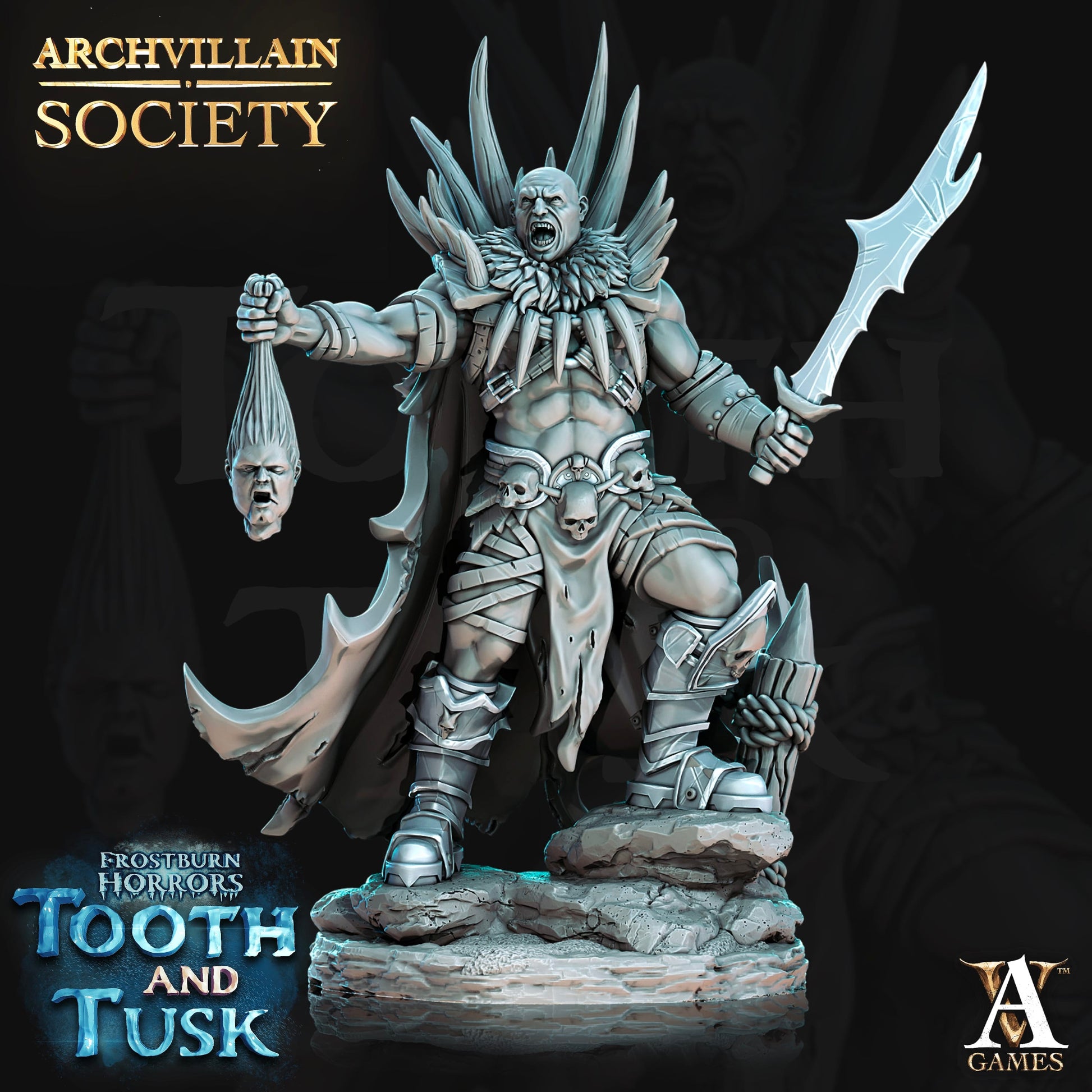 3D Printed Archvillain Games Archvillain Society Vol. VI  Rhel - Corrupted Barbarian 28mm 32mm D&D - 3D Printing Boss 