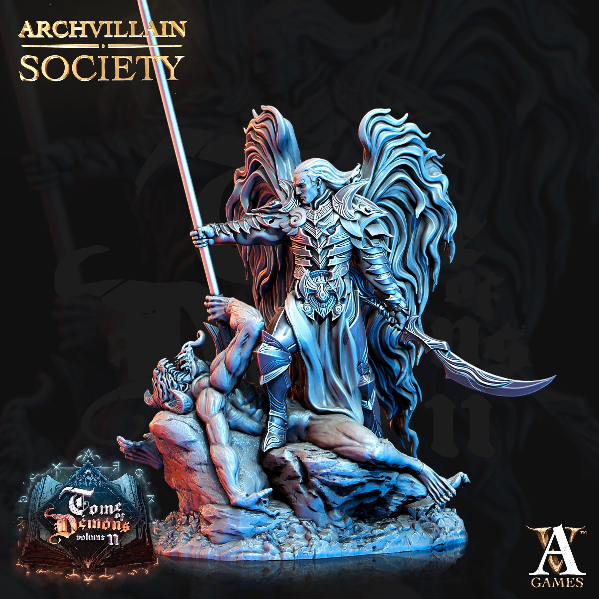 3D Printed Archvillain Games Archvillain Society Vol. VII - Alehdaymon the Avenger 28mm 32mm D&D - 3D Printing Boss 