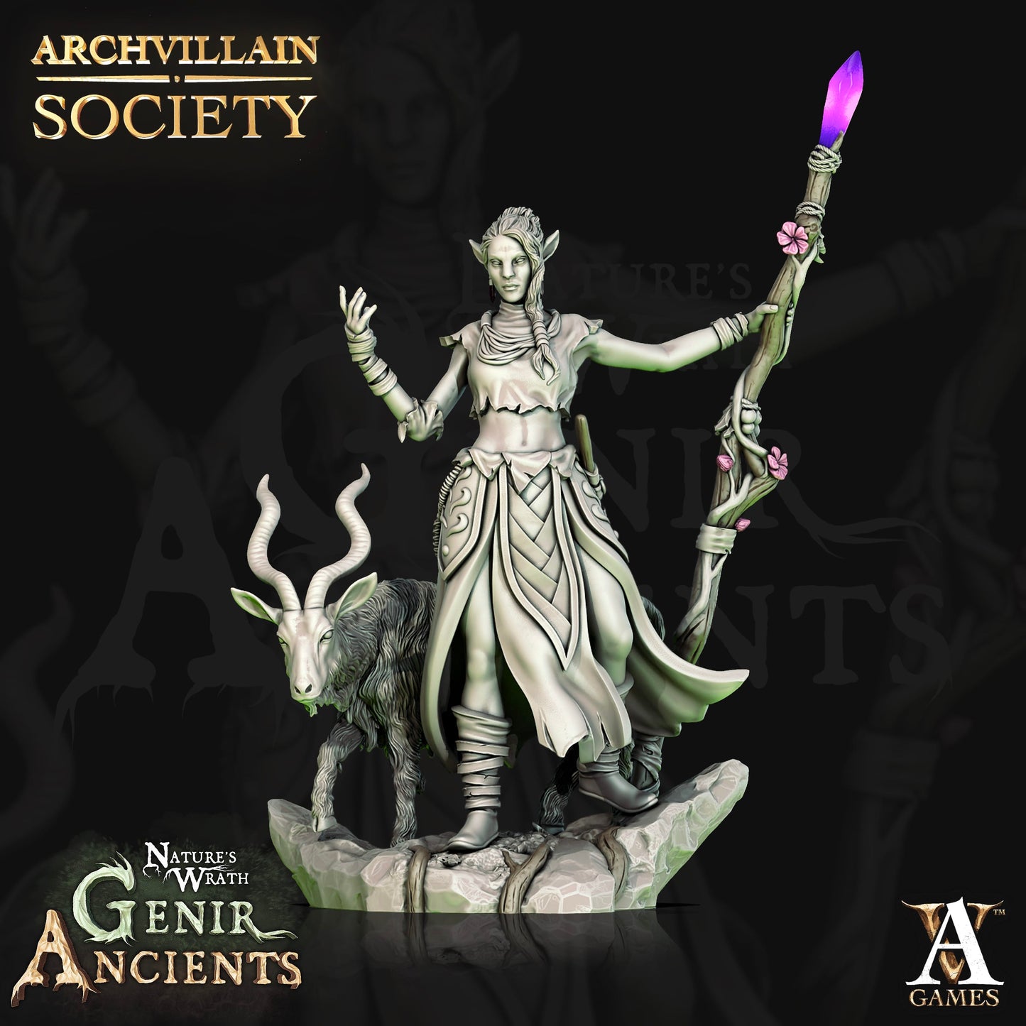 3D Printed Archvillain Games Archvillain Society Vol. X - Qinwari the Wild 28mm 32mm D&D - 3D Printing Boss 